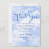 Blauweiße Funkelnd Wolken Hochzeit Dankeskarte (Vorderseite)
