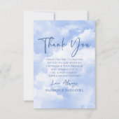 Blauweiße Funkelwolken Hochzeitsszenario für kunde Dankeskarte (Vorderseite)