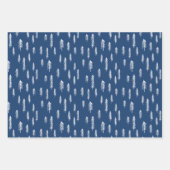 Blauweiße gemischte rustikale Muster Hirschholz Ka Geschenkpapier Set (Vorderseite 3)