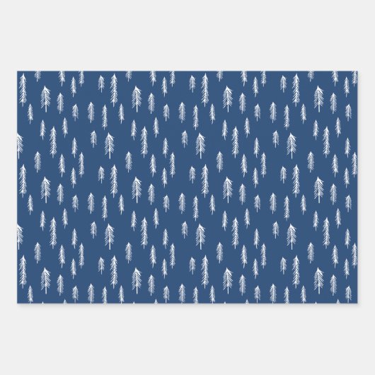 Blauweiße gemischte rustikale Muster Hirschholz Ka Geschenkpapier Set (Vorderseite 3)