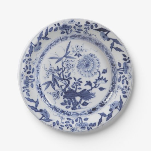 Blauweiße Imitate Porzellan Chinoiserie Zwiebel-Pa Pappteller (Vorderseite)