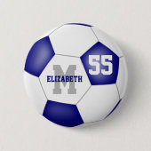 Blauweiße Mannschaftsfarben Fußball personalisiert Button (Vorderseite)