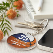 Blauweiße Mannschaftsfarben spielen wie ein Basket Schlüsselanhänger (Vorderseite rechts)