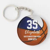 Blauweiße Mannschaftsfarben spielen wie ein Basket Schlüsselanhänger (Vorderseite)