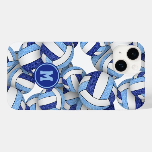 Blauweiße mit Monogramm Gürtelkugeln Case-Mate iPhone Hülle (Rückseite (Horizontal))