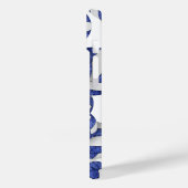 Blauweiße mit Monogramm Gürtelkugeln Case-Mate iPhone Hülle (Rückseite / Links)