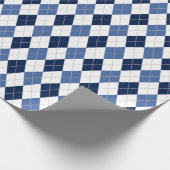 Blauweiße Raute kariert Geschenkpapier (Ecke)