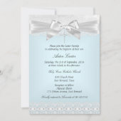 Blauweiße Spitzen-Cross-Taufe laden Einladung (Vorderseite)