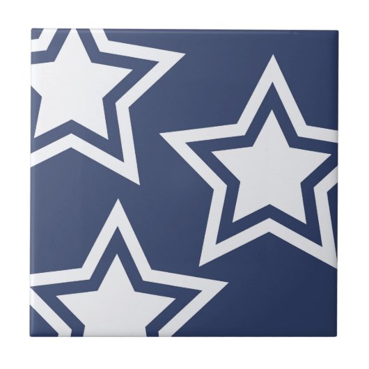 Blauweiße Stars Fliese (Vorderseite)