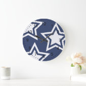 Blauweiße Stars Große Wanduhr (Zuhause)