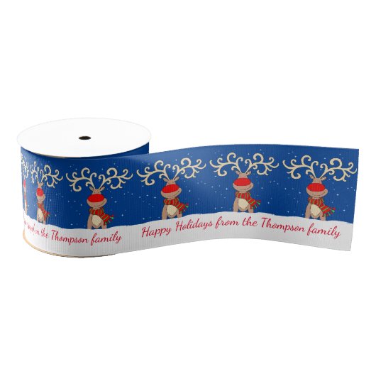 Blauweiße Weihnachtsweihnachtslieder für Rentiere Ripsband (Spule)