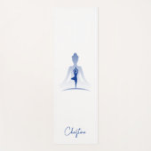 Blauweiße Yoga-Pose mit Individuelle Name Yogamatte (Vorderseite)