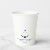 Blauweißer Ankermonogramm der Hochwasserschifffahr Pappbecher (Rückseite)