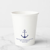 Blauweißer Ankermonogramm der Hochwasserschifffahr Pappbecher (Vorderseite)