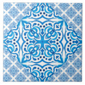 Blauweißer Azulejos Spanische Fliesen Delft Muster (Vorderseite)