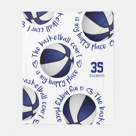 Blauweißer Basketballplatz für den Happy Place Fleecedecke (Vorderseite)