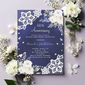 Blauweißer Blumendiamant 60. Hochzeitstag Einladung