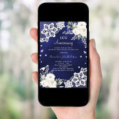 Blauweißer Blumendiamant 60. Hochzeitstag Einladung