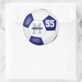 Blauweißer Mannschaftsfarben Fußball personalisier Runder Aufkleber (Tasche)