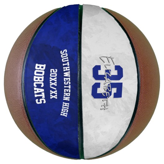 Blauweißer Teamname Ende der Saison Geschenke Basketball (Vertikal)