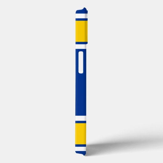 Blauweißer und seidengelber Sportstreifen Case-Mate iPhone Hülle (Rückseite / Rechts)