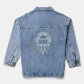 Blauweißer Vintager Oktopus Ornametale Abbildung. Jeansjacke (Rückseite)