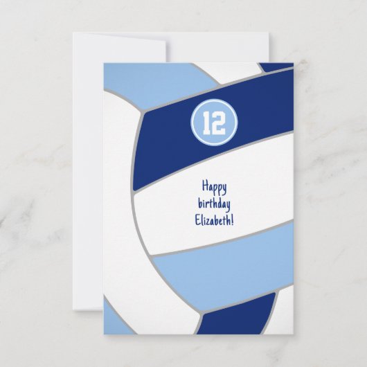 Blauweißer Volleyball Geburtstag oder Glückwünsche Karte (Vorderseite)