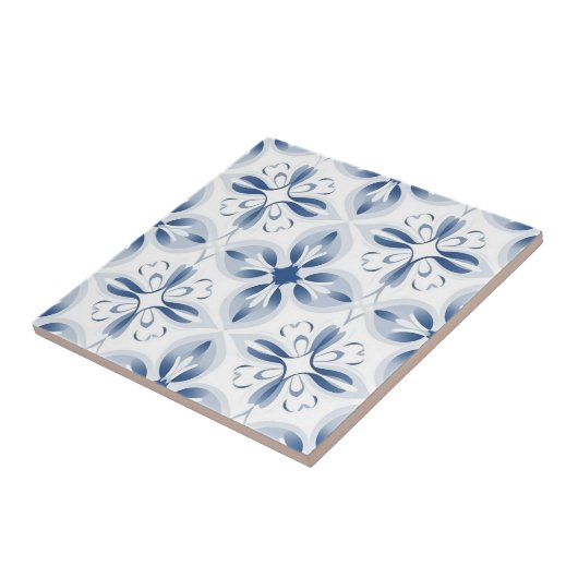 Blauweißes Blumenmuster Fliese (Seite)
