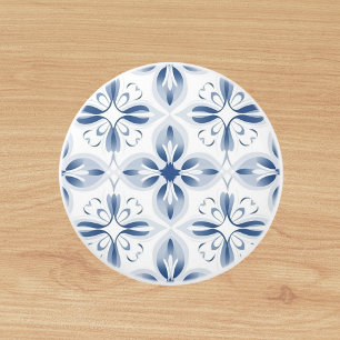 Blauweißes Blumenmuster Keramikknauf