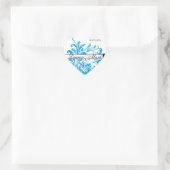 Blauweißes Blumenmuster Save the Date Herz-Aufkleber (Tasche)