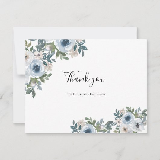 Blauweißes Brautparty Dankeskarte (Vorderseite)