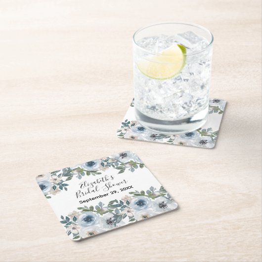 Blauweißes Brautparty Rechteckiger Pappuntersetzer (Vor Ort)
