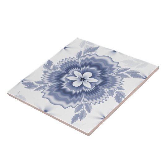 Blauweißes Farbmuster der Blume Fliese (Seite)