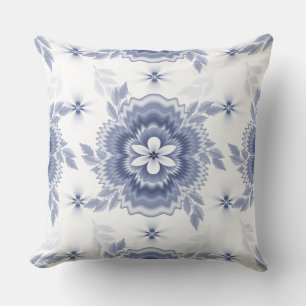 Blauweißes Farbmuster der Blume Kissen