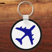Blauweißes Flugzeugsymbol für einfacher Schlüssela Schlüsselanhänger (Vorderseite)
