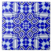 Blauweißes geometrisches Mosaik Fliese (Vorderseite)