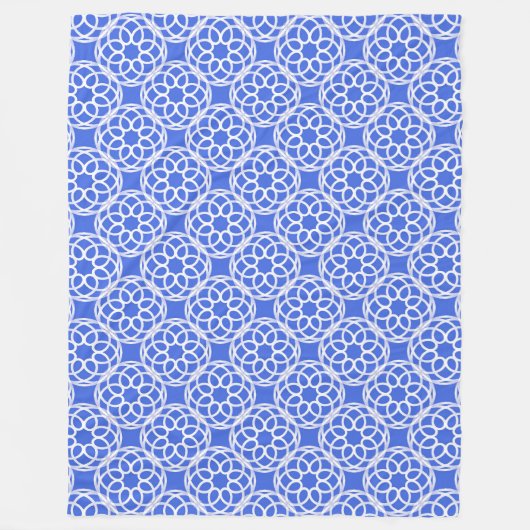Blauweißes geometrisches Nahtloses Muster Fleecedecke (Vorderseite)