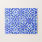 Blauweißes geometrisches Nahtloses Muster Puzzle (Horizontal)