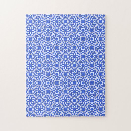 Blauweißes geometrisches Nahtloses Muster Puzzle (Vertikal)