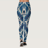 Blauweißes geometrisches Wasser Leggings (Rückseite)