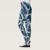 Blauweißes geometrisches Wasser Leggings (Links)