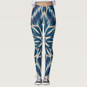 Blauweißes geometrisches Wasser Leggings (Vorderseite)
