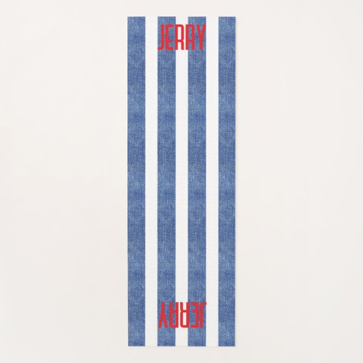 Blauweißes, gestreiftes Muster Yogamatte (Vorderseite)