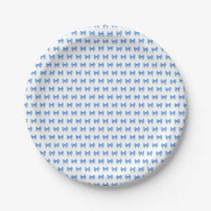 Blauweißes Gingham-Bogen-Muster Pappteller