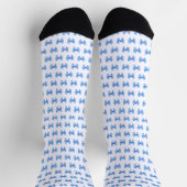 Blauweißes Gingham-Bogen-Muster Socken (Oben)