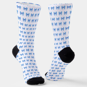Blauweißes Gingham-Bogen-Muster Socken