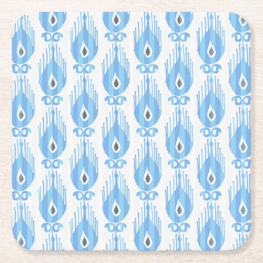 Blauweißes Ikat-Muster Rechteckiger Pappuntersetzer (Vorderseite)