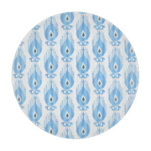 Blauweißes Ikat-Muster Schneidebrett