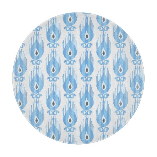 Blauweißes Ikat-Muster Schneidebrett (Vorderseite)