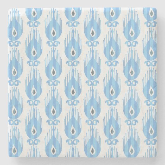 Blauweißes Ikat-Muster Steinuntersetzer (Vorderseite)
